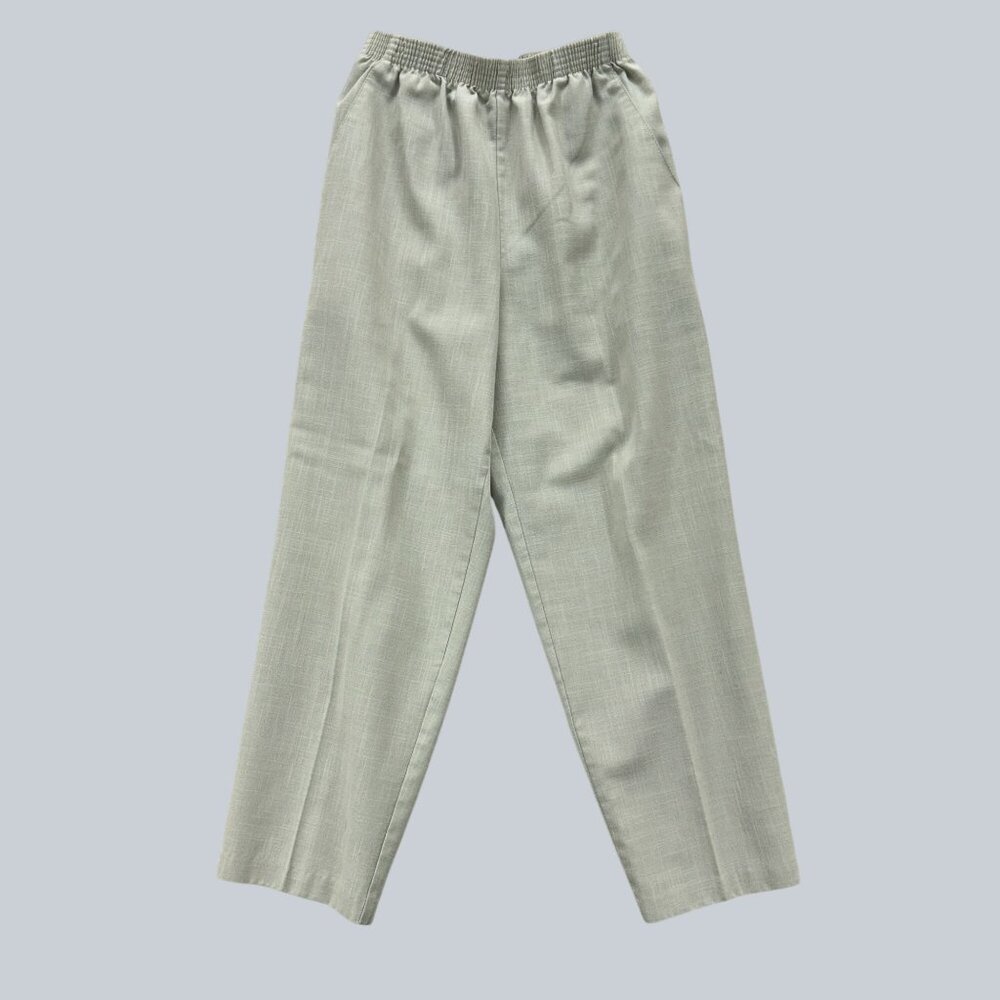 Briggs Petite Womens Elastic Waist Trousers Size 12 Light Green Polyester Blend